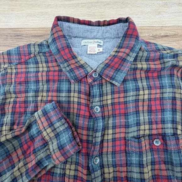 Carbon2Cobalt Other - Carbon 2 Cobalt Shirt Mens Size M Cotton Long Sleeve Red Plaid